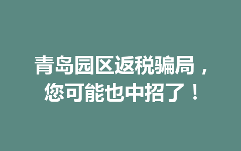 青岛园区返税骗局，您可能也中招了！