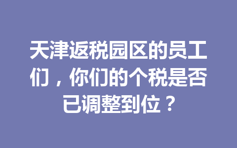 天津返税园区的员工们，你们的个税是否已调整到位？