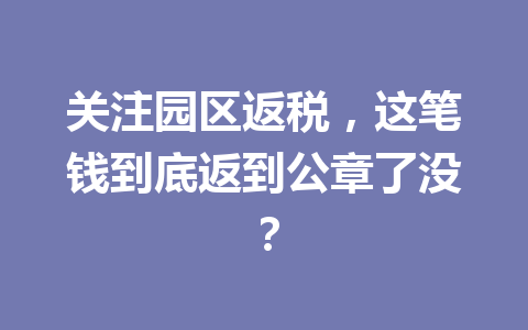 关注园区返税，这笔钱到底返到公章了没？