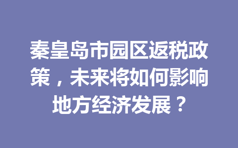秦皇岛市园区返税政策，未来将如何影响地方经济发展？