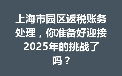 上海市园区返税账务处理，你准备好迎接2025年的挑战了吗？