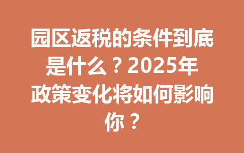 园区返税的条件到底是什么？2025年政策变化将如何影响你？
