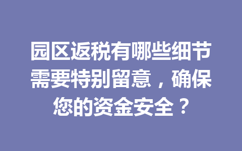 园区返税有哪些细节需要特别留意，确保您的资金安全？