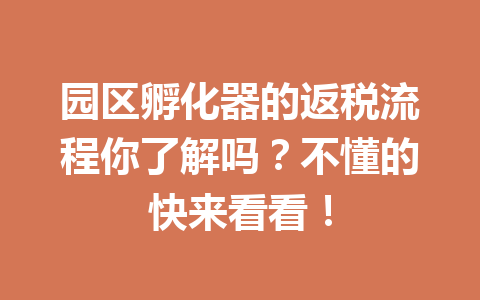 园区孵化器的返税流程你了解吗？不懂的快来看看！